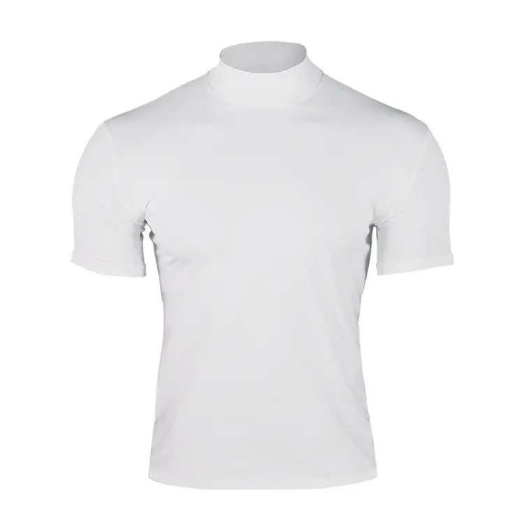 Men's Black Tight High Collar T-Shirt Short Sleeve 2025 — feature 17