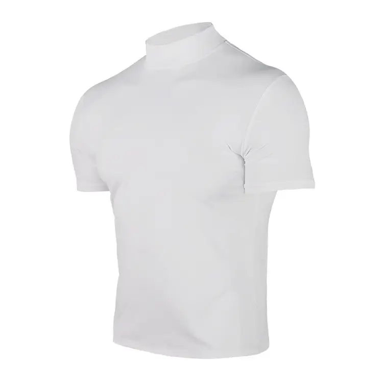 Men's Black Tight High Collar T-Shirt Short Sleeve 2025 — feature 18
