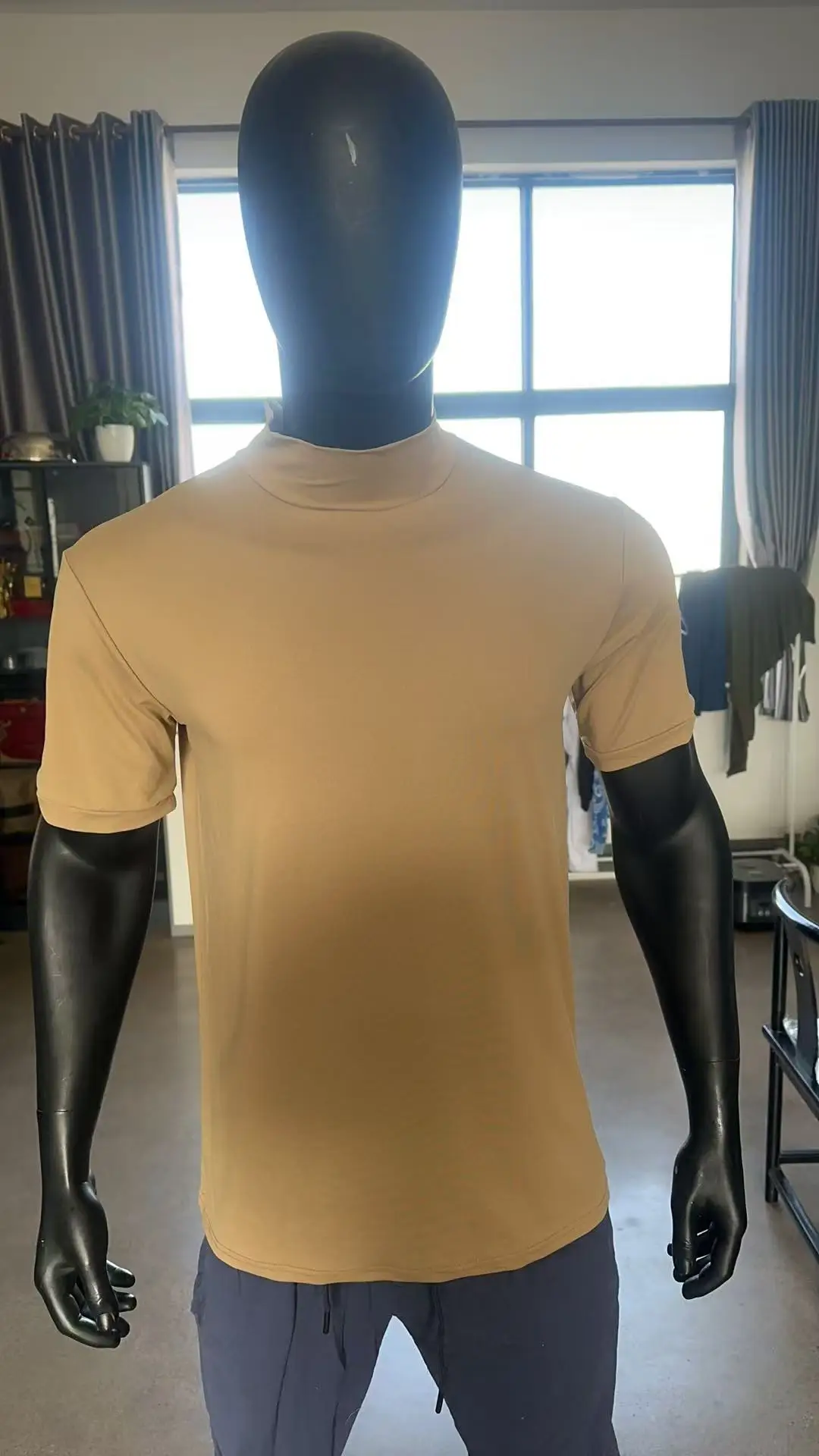 Men's Black Tight High Collar T-Shirt Short Sleeve 2025 — feature 28