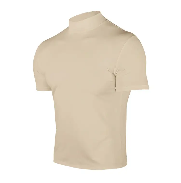 Men's Black Tight High Collar T-Shirt Short Sleeve 2025 — feature 9