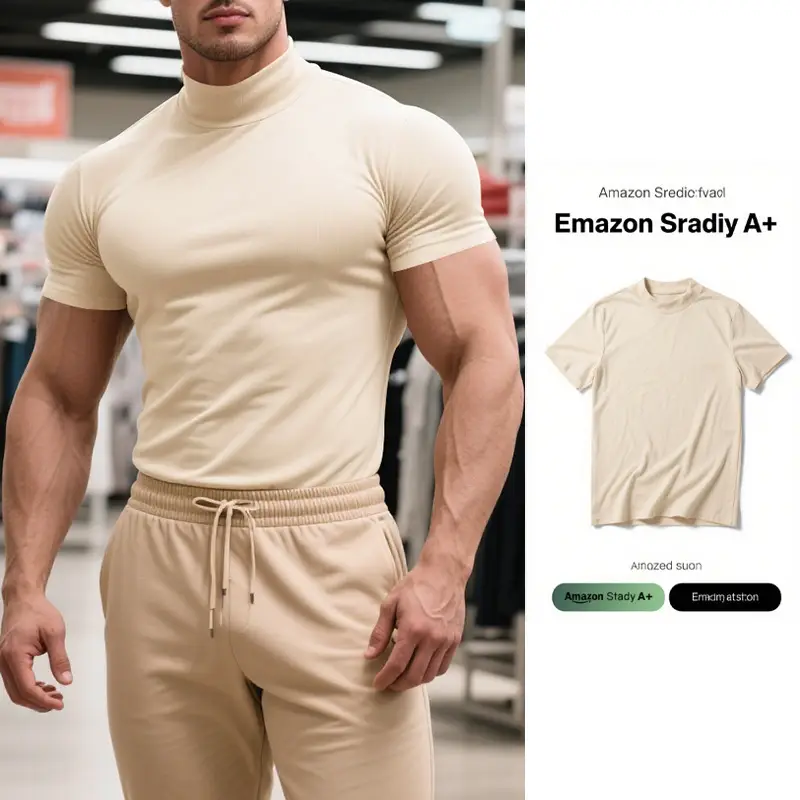Men's Black Tight High Collar T-Shirt Short Sleeve 2025 - Image 5
