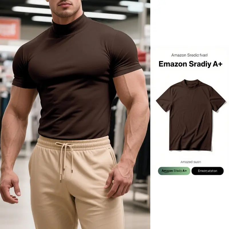Men's Black Tight High Collar T-Shirt Short Sleeve 2025 - Image 6