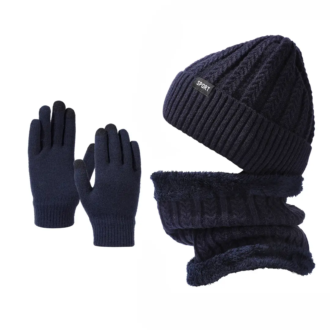 Men's Knitted Neck Hat suit Fashionable All-match Warm Turn-up Wool Hat fleece-lined Thickened Neck Protection Neck Sleeve for Women