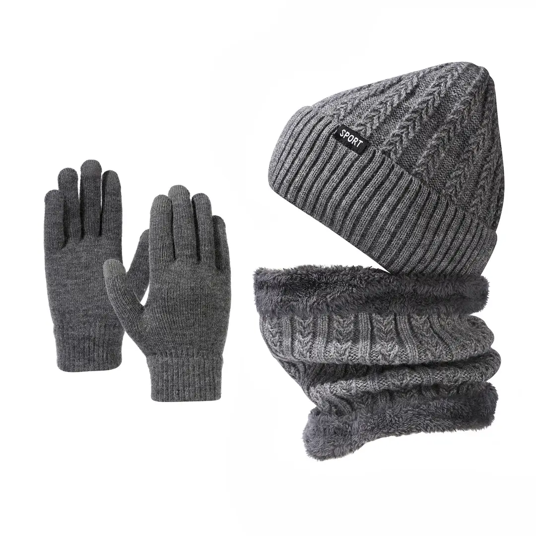 Men's Knitted Neck Hat suit Fashionable All-match Warm Turn-up Wool Hat fleece-lined Thickened Neck Protection Neck Sleeve for Women
