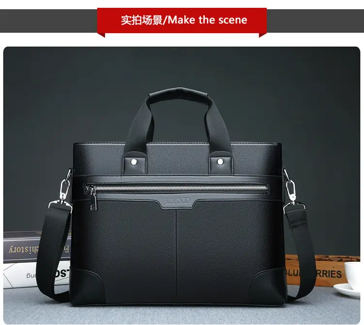 New Men's Business Laptop Bag Brown Leather Travel Shoulder Crossbody — feature 13