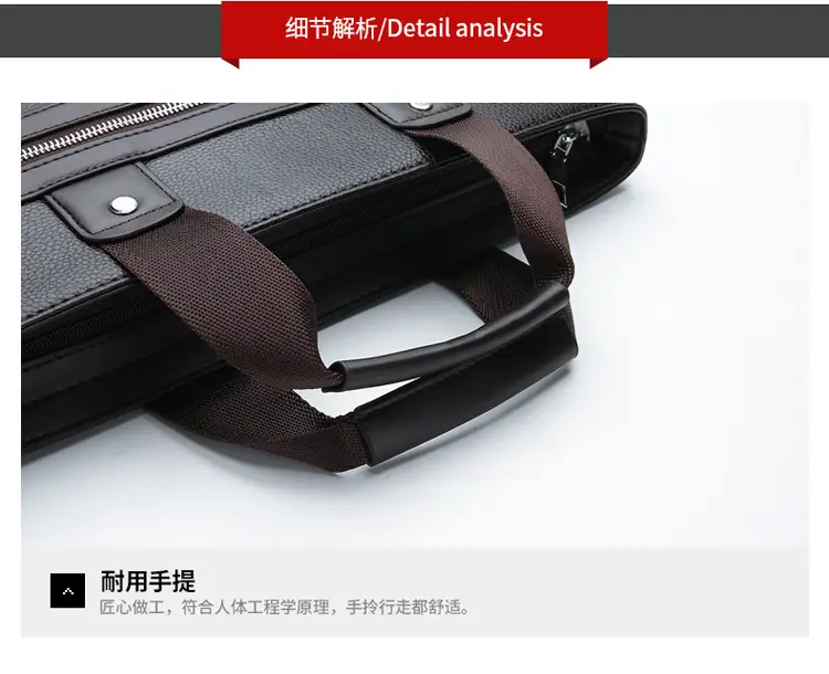 New Men's Business Laptop Bag Brown Leather Travel Shoulder Crossbody — feature 24
