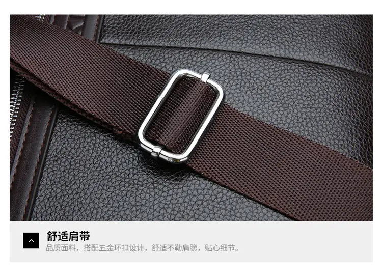 New Men's Business Laptop Bag Brown Leather Travel Shoulder Crossbody — feature 27