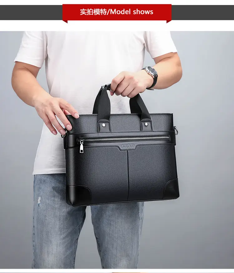 New Men's Business Laptop Bag Brown Leather Travel Shoulder Crossbody — feature 30