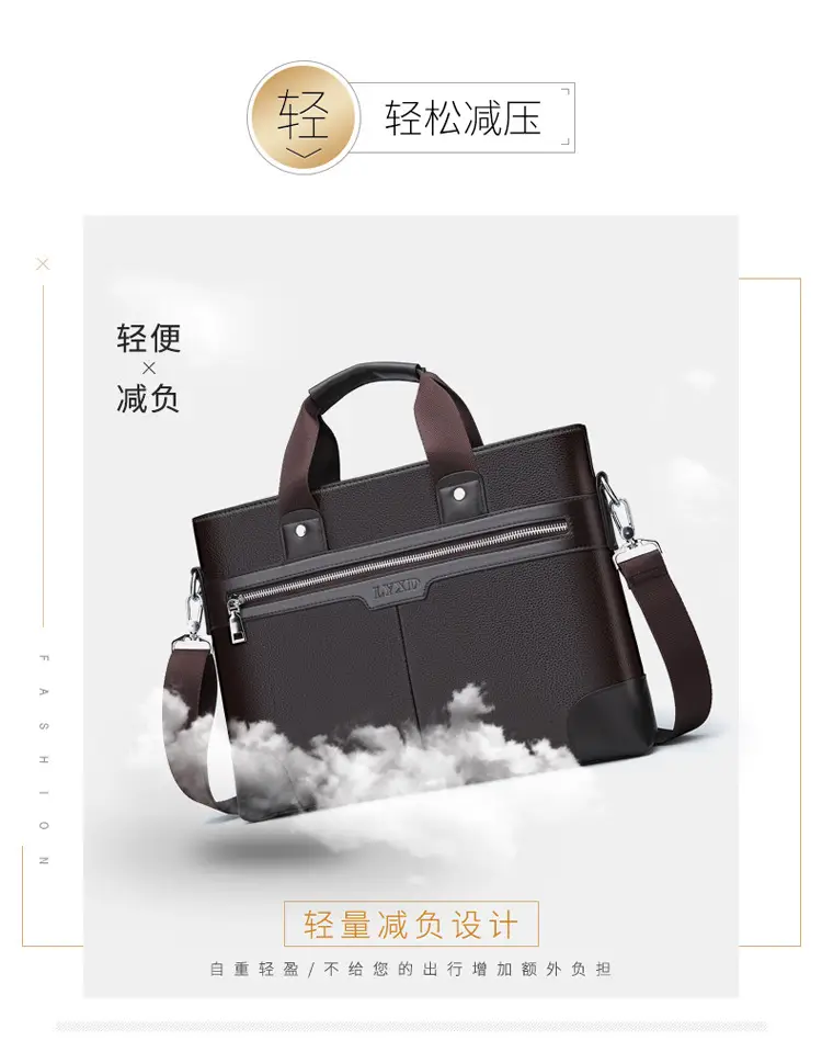 New Men's Business Laptop Bag Brown Leather Travel Shoulder Crossbody — feature 9