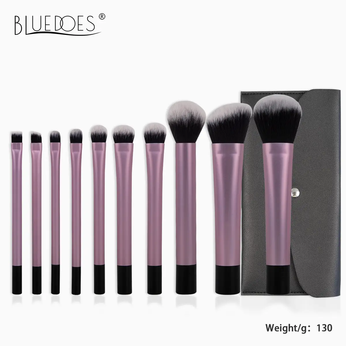 Cross-border 10-Piece Pink Makeup Brush Set with Aluminized Handle - Image 9