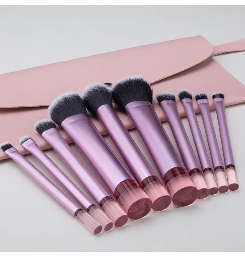 Cross-border 10-Piece Pink Makeup Brush Set with Aluminized Handle β feature 13
