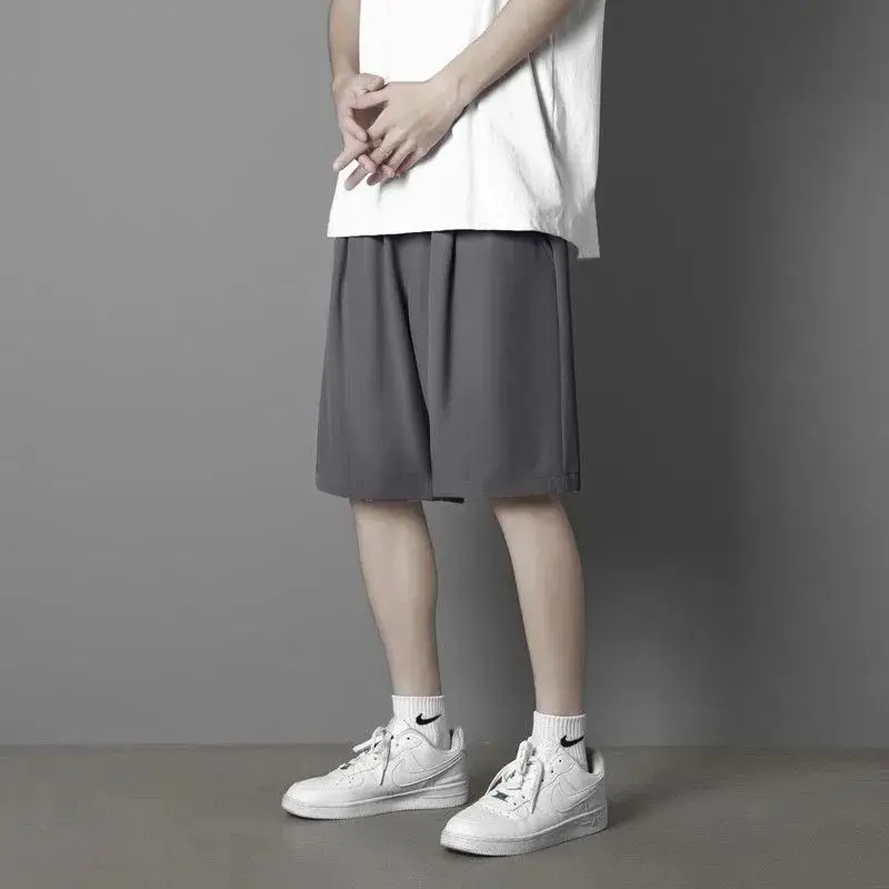 Men Ice Silk Loose Fit Shorts White - Image 2