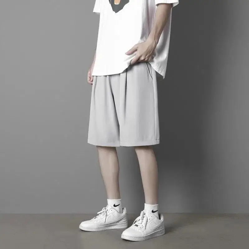 Men Ice Silk Loose Fit Shorts White - Image 3