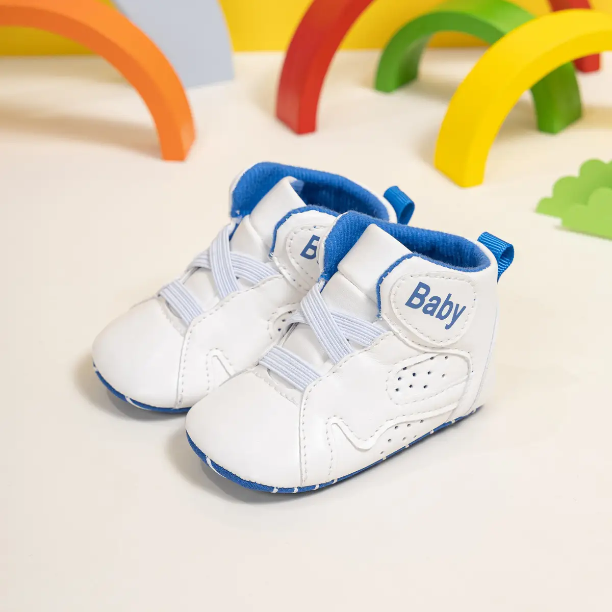 White Elastic Baby Sneakers for Easy Wear