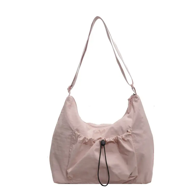 Pink Folded Shoulder Bag with Drawstring Closure - Image 5
