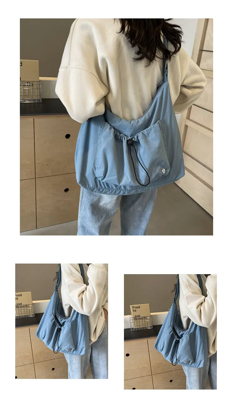Pink Folded Shoulder Bag with Drawstring Closure — feature 12