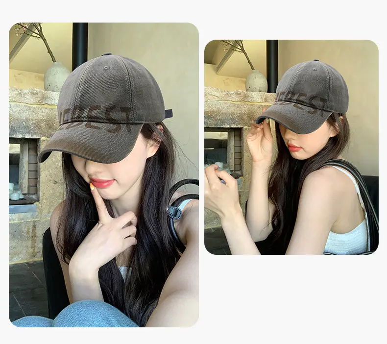 Retro American Style Face Shown Cap Women Sunscreen Wear — feature 2