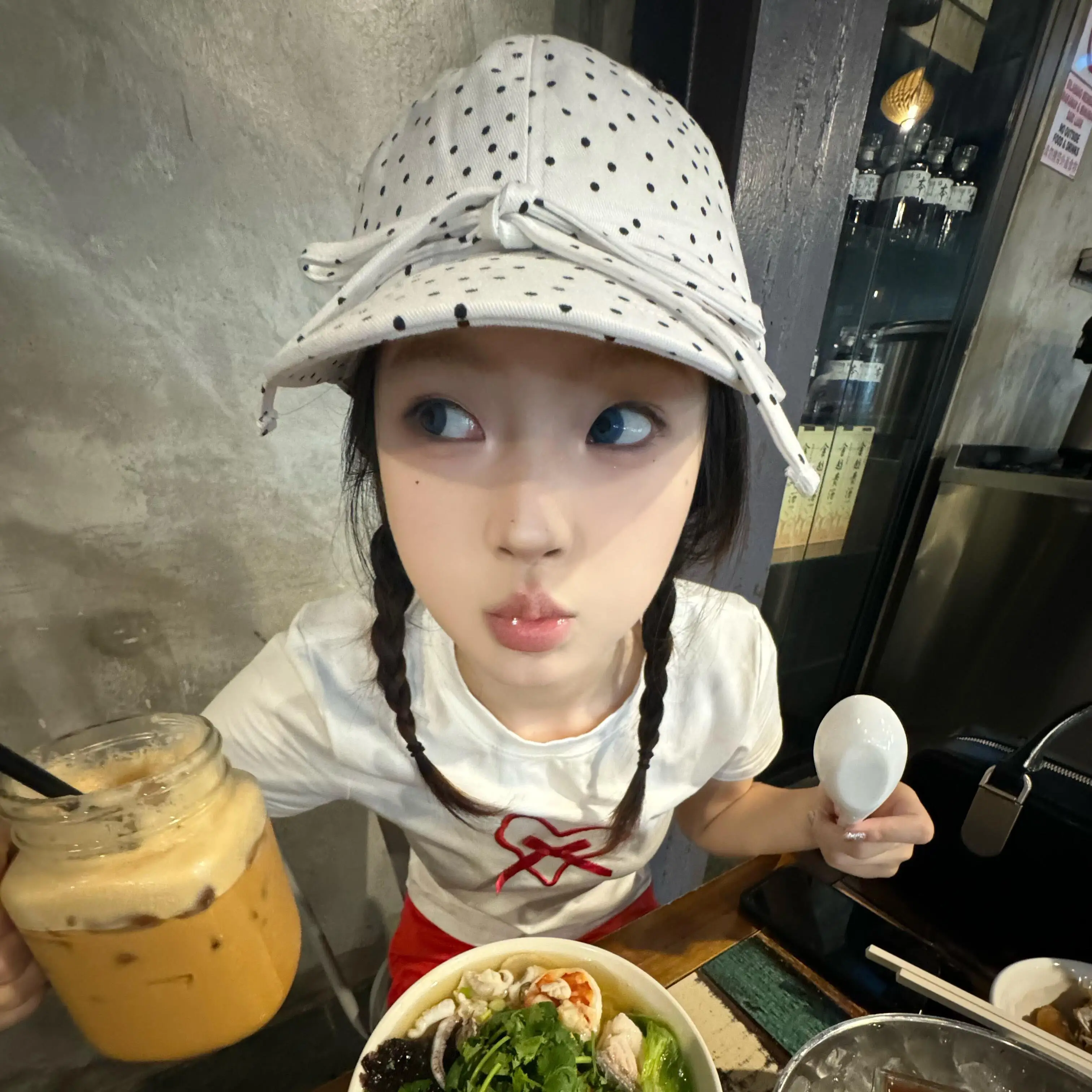Adjustable Baseball Cap for Women Black White Dot Bow - Image 3