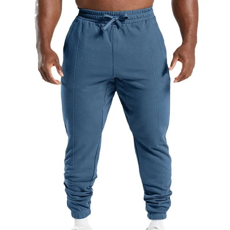 Men's Blue Knitted Casual Pants Spring Summer Loose Leg - Image 14