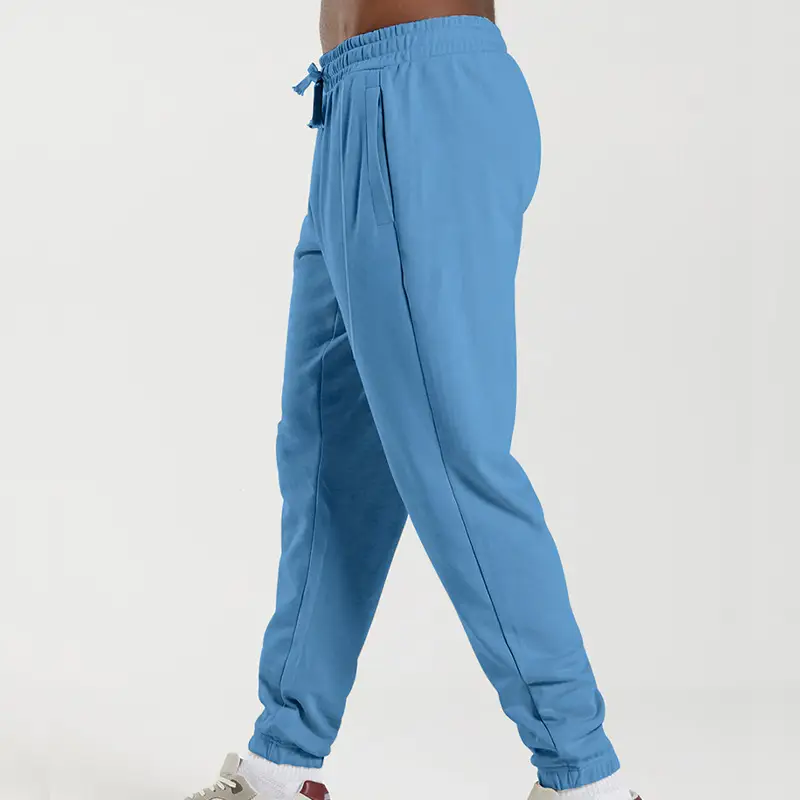 Men's Blue Knitted Casual Pants Spring Summer Loose Leg — feature 29