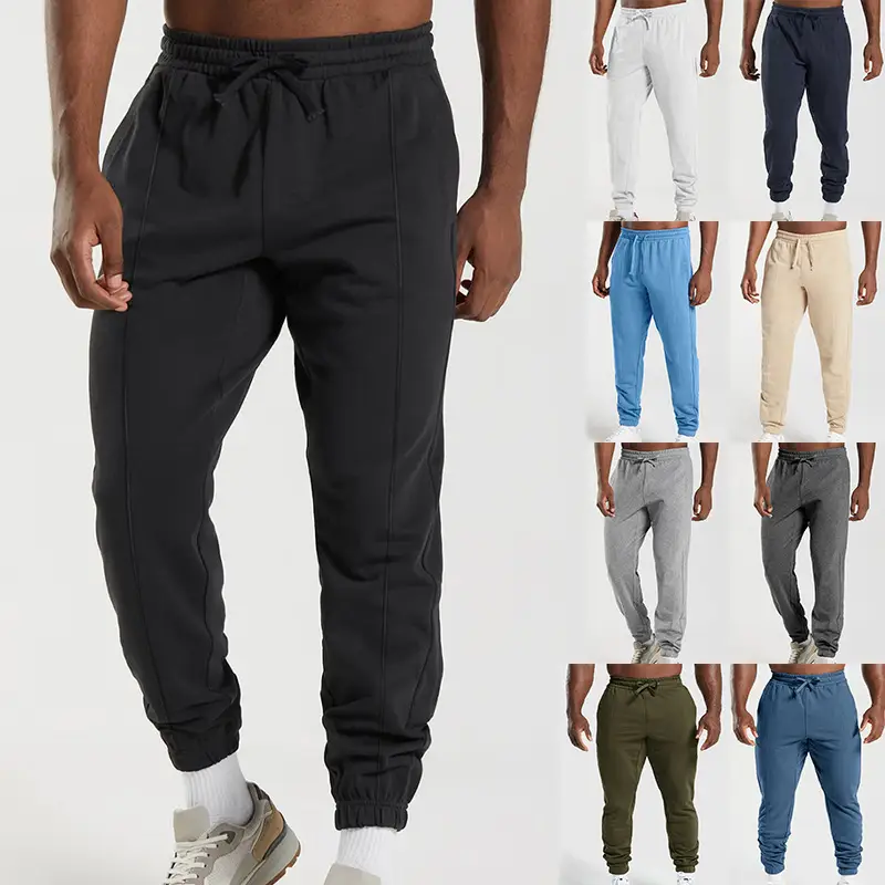 Men's Blue Knitted Casual Pants Spring Summer Loose Leg — feature 3