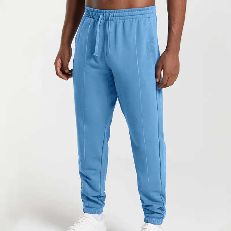 Men's Blue Knitted Casual Pants Spring Summer Loose Leg - Image 6