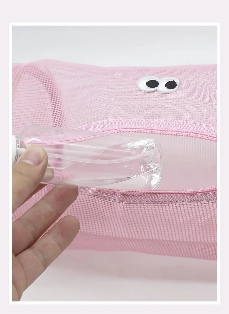 Pink Cute Mesh Cosmetic Bag for Women — feature 15