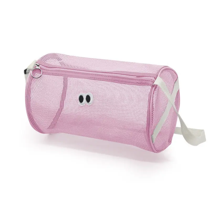 Pink Cute Mesh Cosmetic Bag for Women