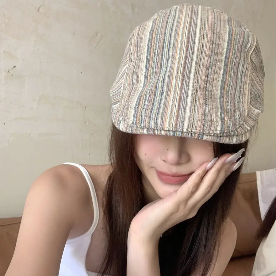 Women's Striped Beret Cap Summer Wear - Image 8