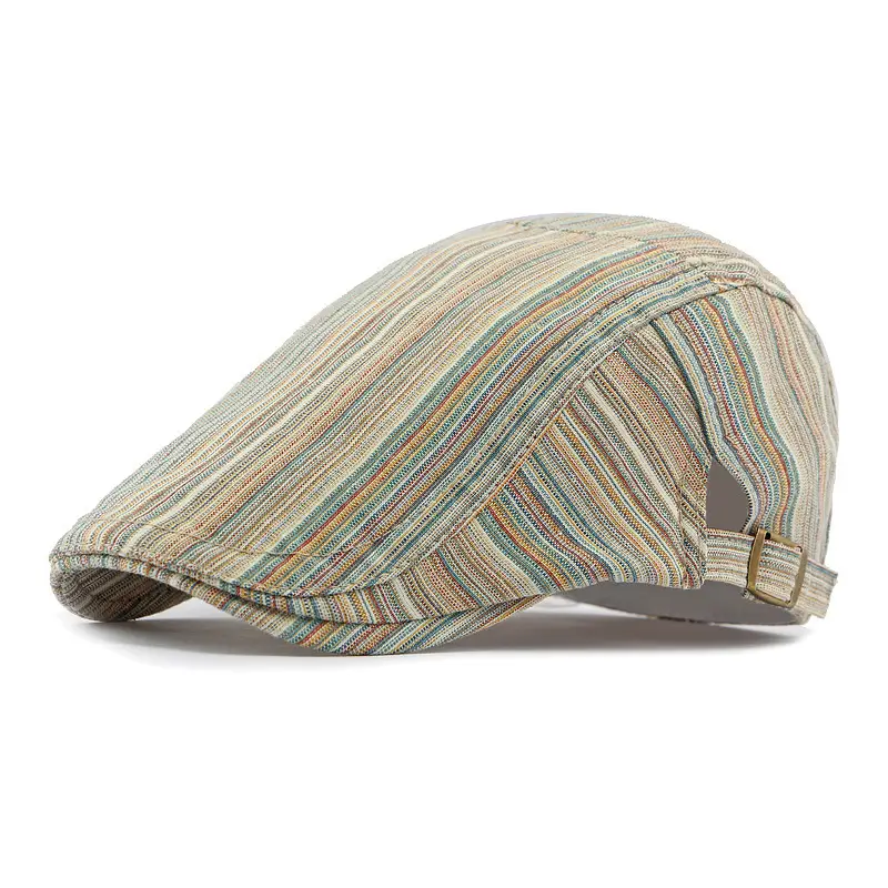 Women's Striped Beret Cap Summer Wear - Image 4
