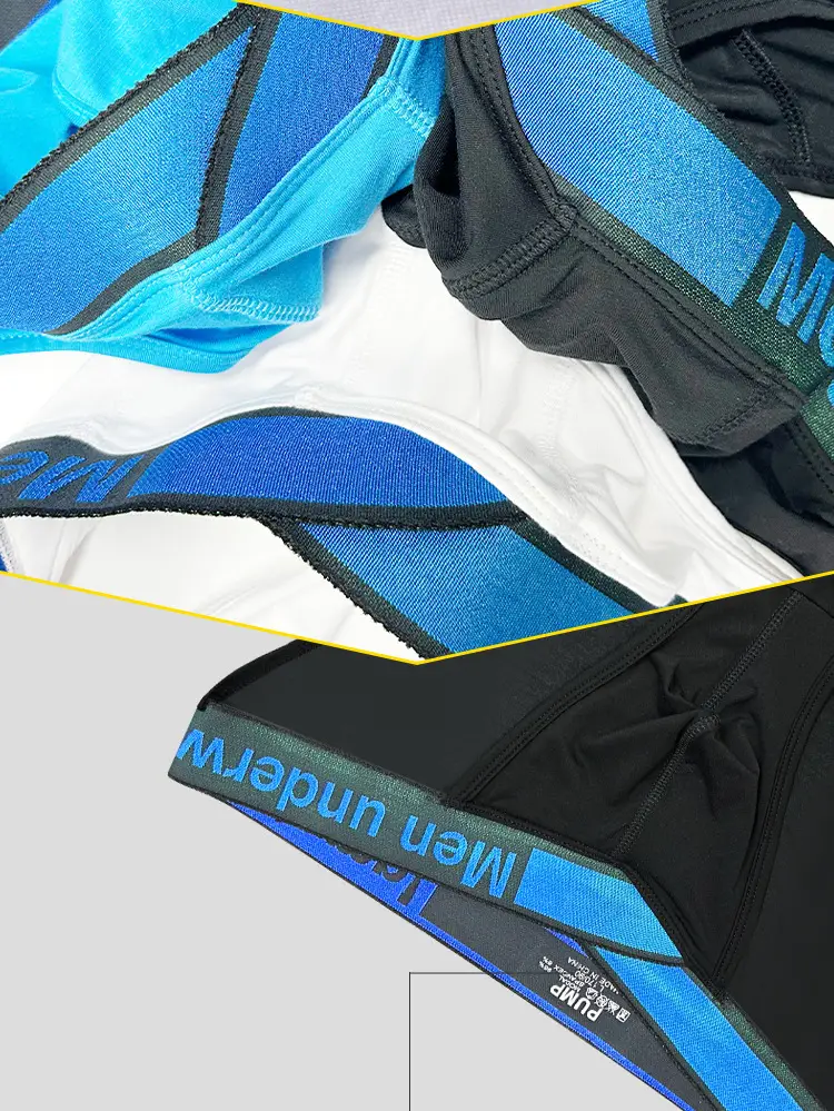 Men's Modal Laser V Belt Underwear Black Blue — feature 23