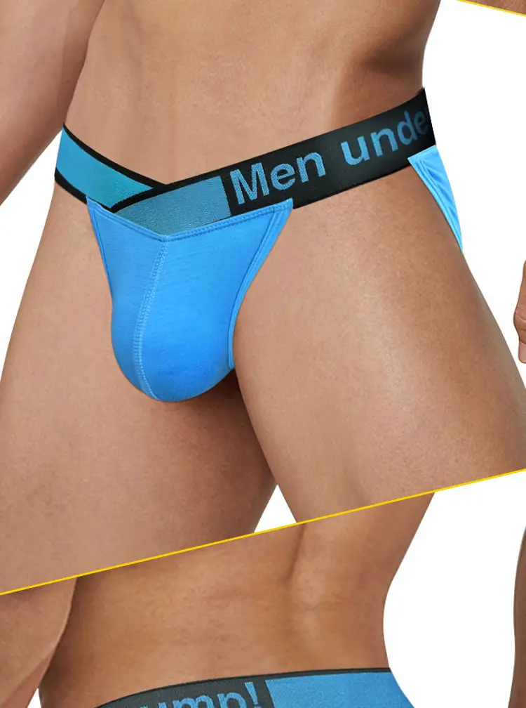 Men's Modal Laser V Belt Underwear Black Blue — feature 30