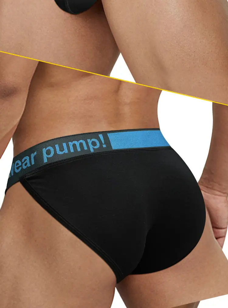 Men's Modal Laser V Belt Underwear Black Blue — feature 33