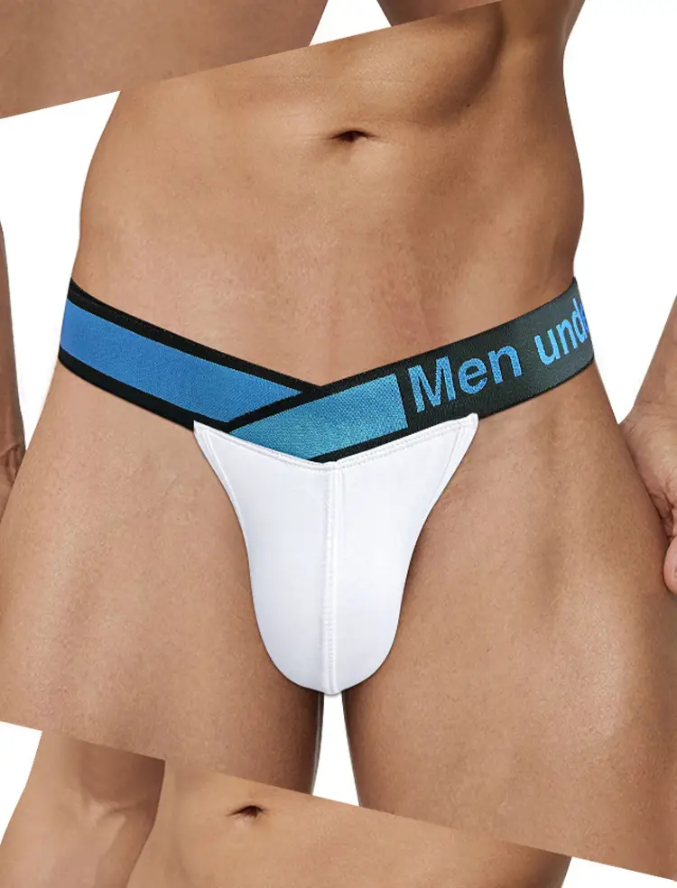 Men's Modal Laser V Belt Underwear Black Blue — feature 34