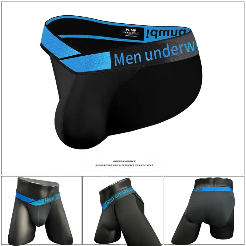 Men's Modal Laser V Belt Underwear Black Blue - Image 8