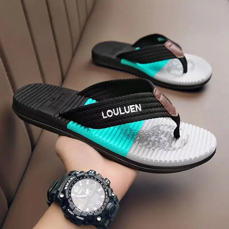 Cross-border flip-flops men's trendy outwear flip-flops summer beach shoes in stock wholesale men slippers