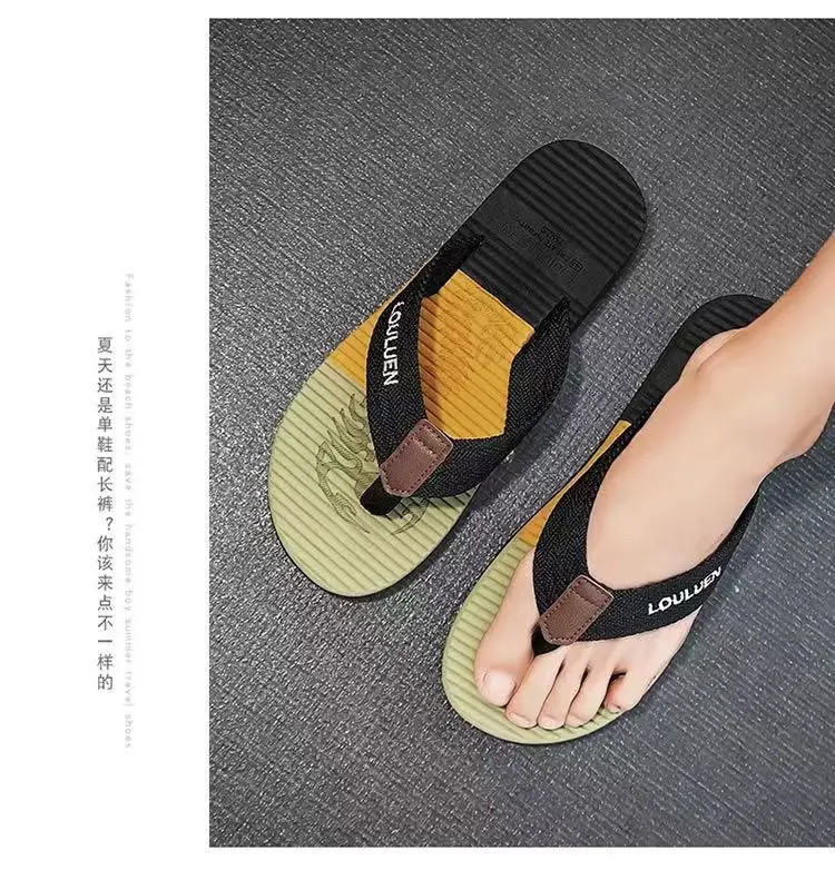 Cross-border flip-flops men's trendy outwear flip-flops summer beach shoes in stock wholesale men slippers — feature 12