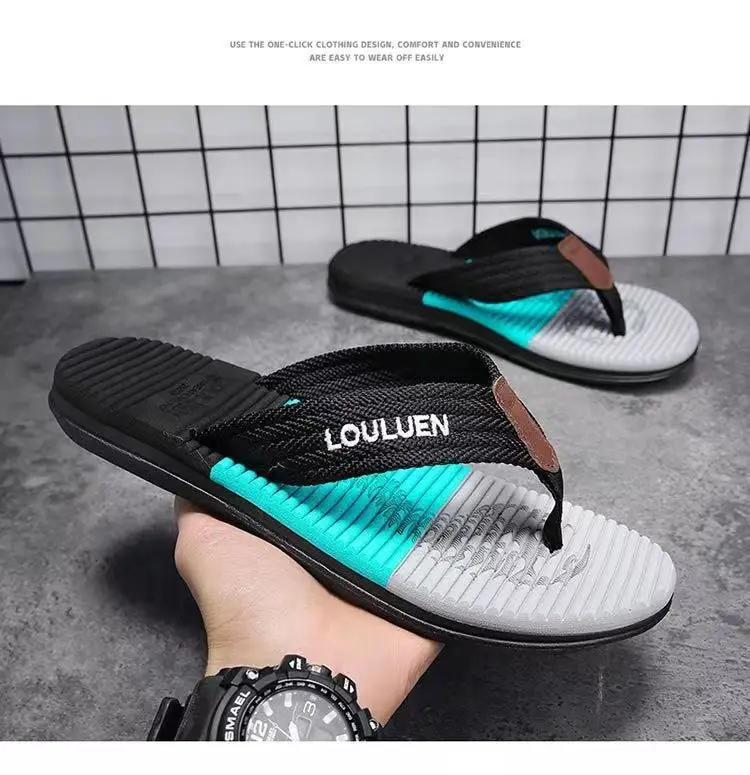 Cross-border flip-flops men's trendy outwear flip-flops summer beach shoes in stock wholesale men slippers — feature 4