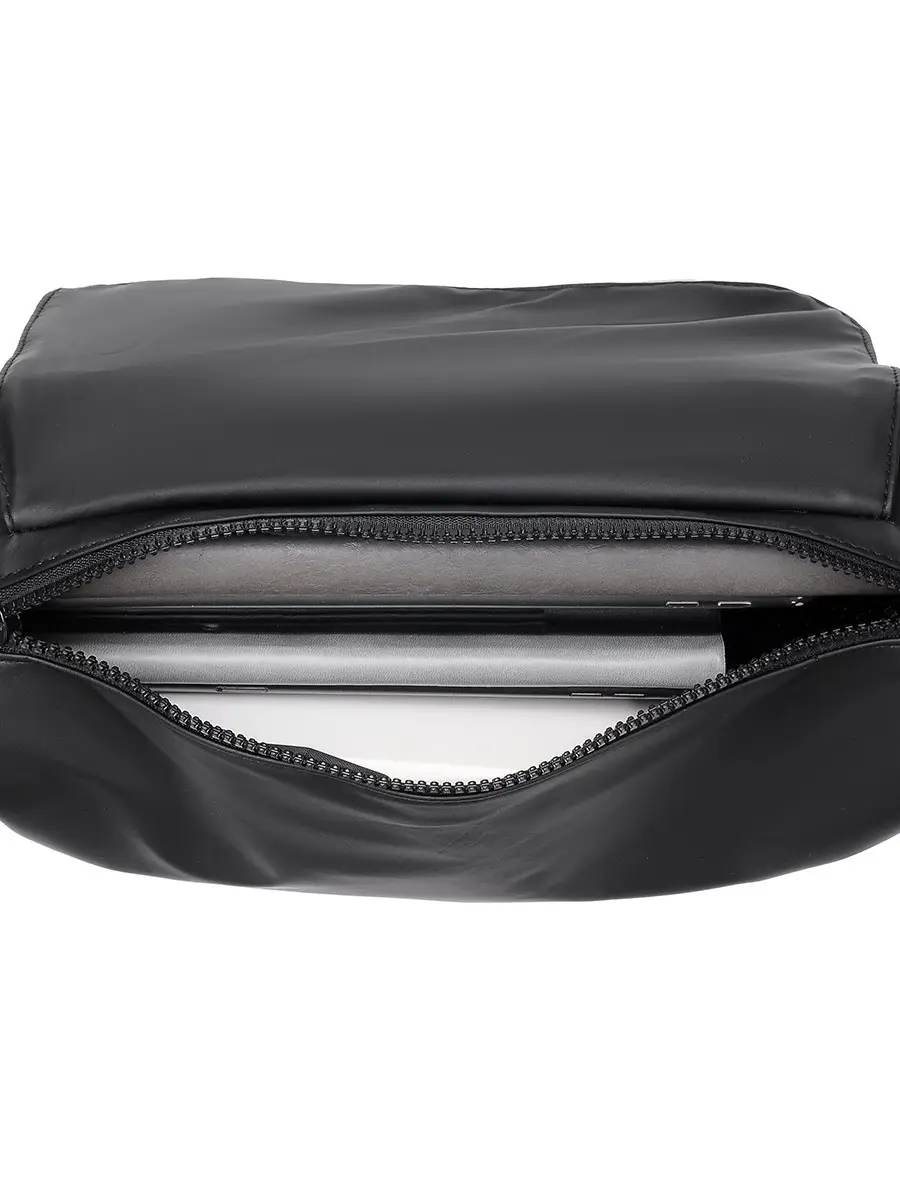 Black PU Crossbody Bag for Business Men Large Capacity - Image 8