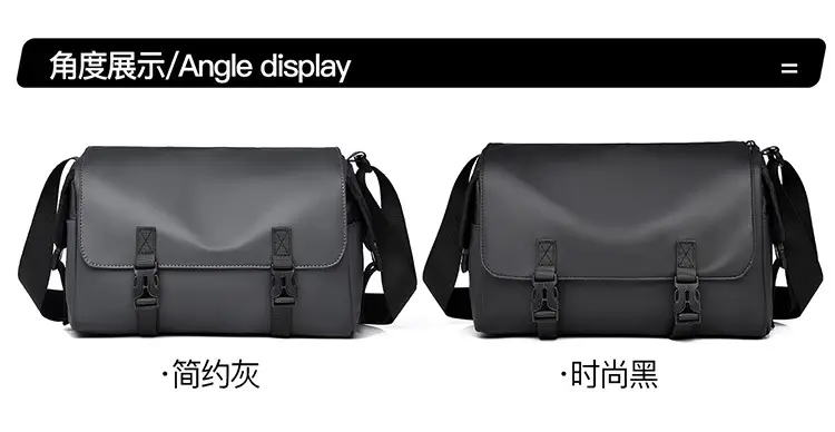 Waterproof Men's Shoulder Messenger Bag Black Large Capacity — feature 12