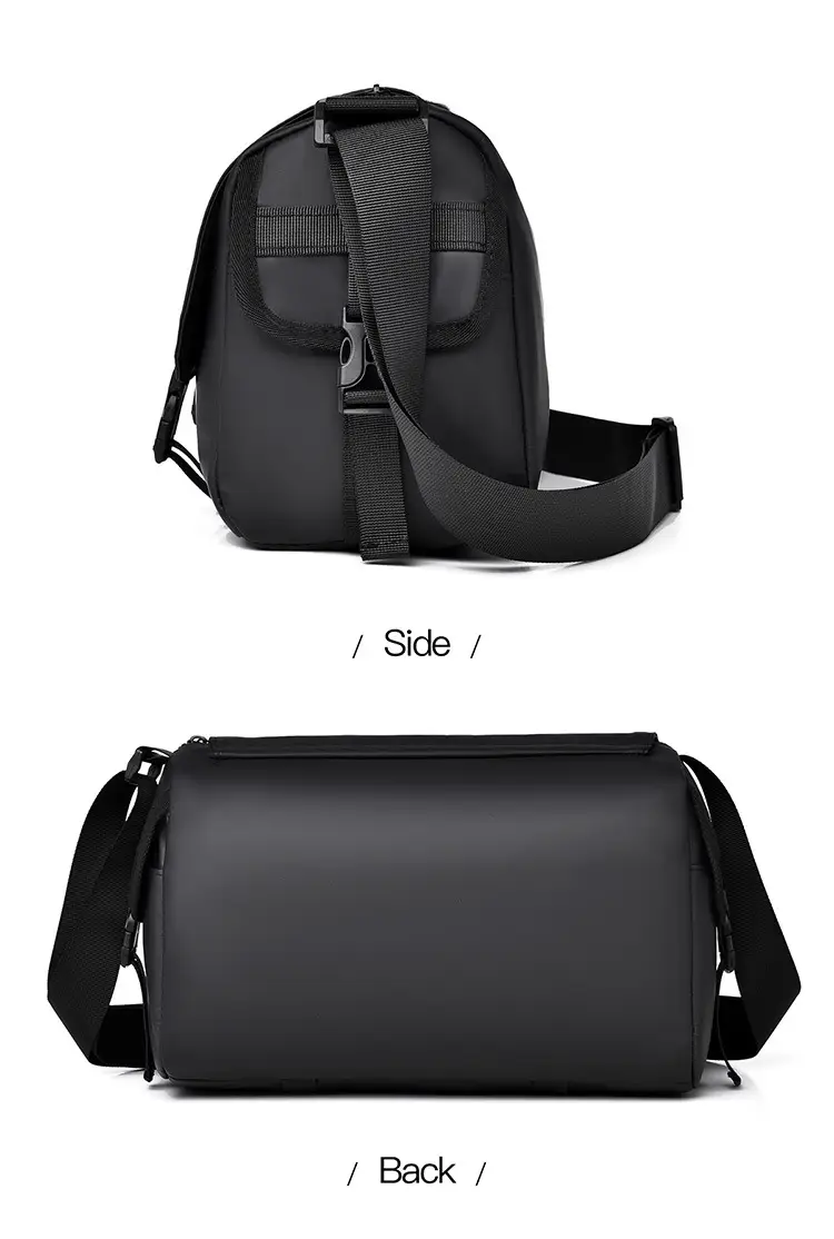 Waterproof Men's Shoulder Messenger Bag Black Large Capacity — feature 14