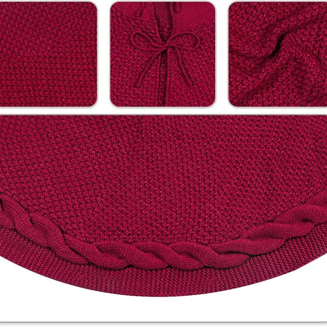 Red Knitted Christmas Tree Apron 48x122cm - Image 5