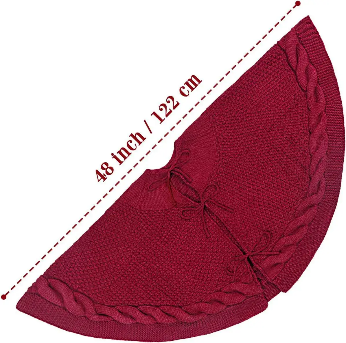 Red Knitted Christmas Tree Apron 48x122cm - Image 6