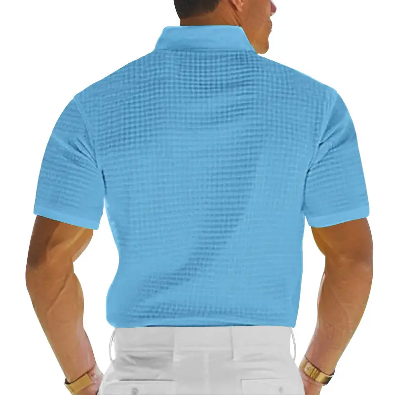 Men's Yellow Waffle Polo T-Shirt Collar Summer — feature 39