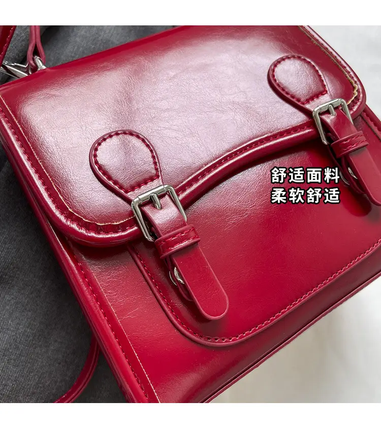 Red Shoulder Bag Women 2024 College Style All-match — feature 2