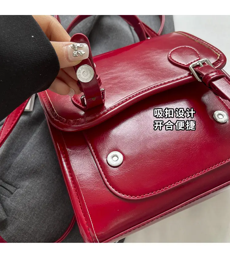 Red Shoulder Bag Women 2024 College Style All-match — feature 3