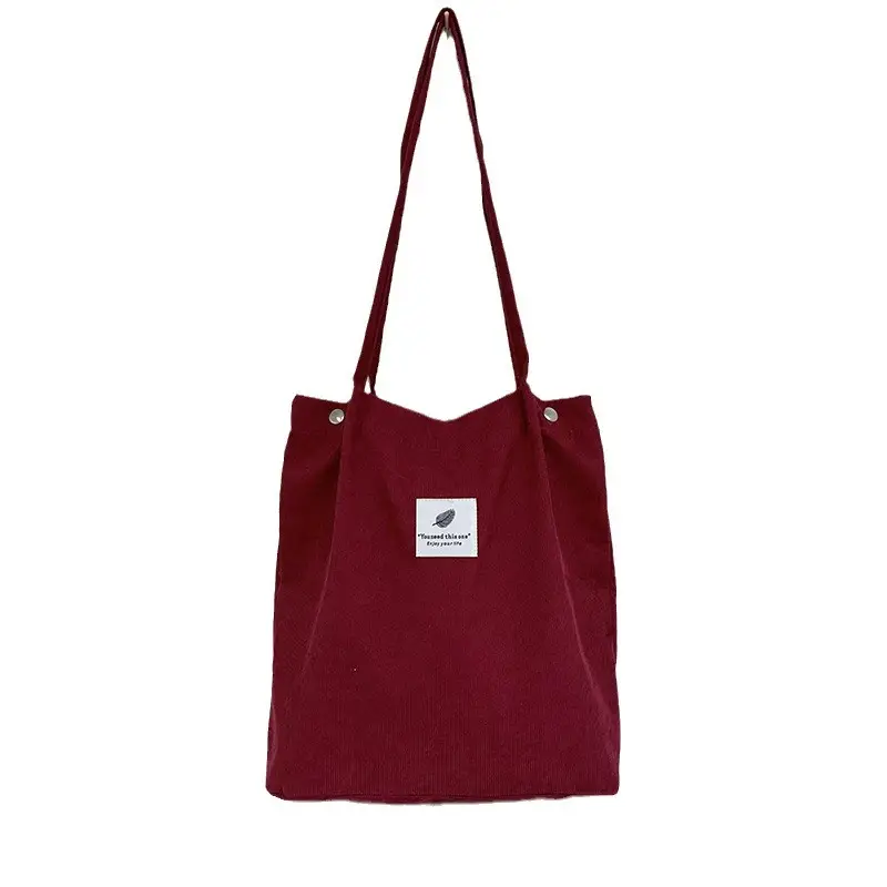 Korean Corduroy Shoulder Bag Large Capacity Beige