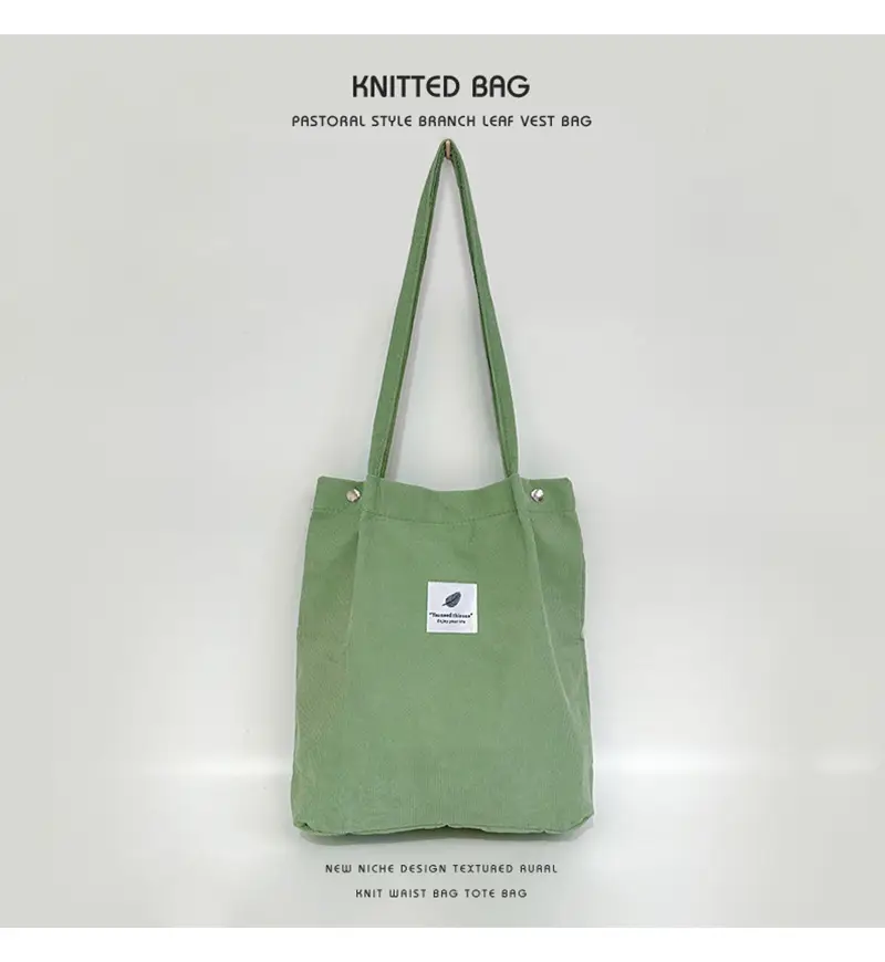 Korean Corduroy Shoulder Bag Large Capacity Beige — feature 10