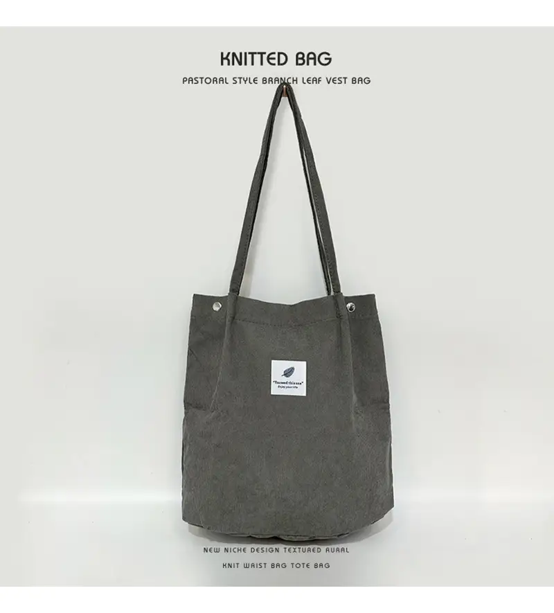 Korean Corduroy Shoulder Bag Large Capacity Beige — feature 11