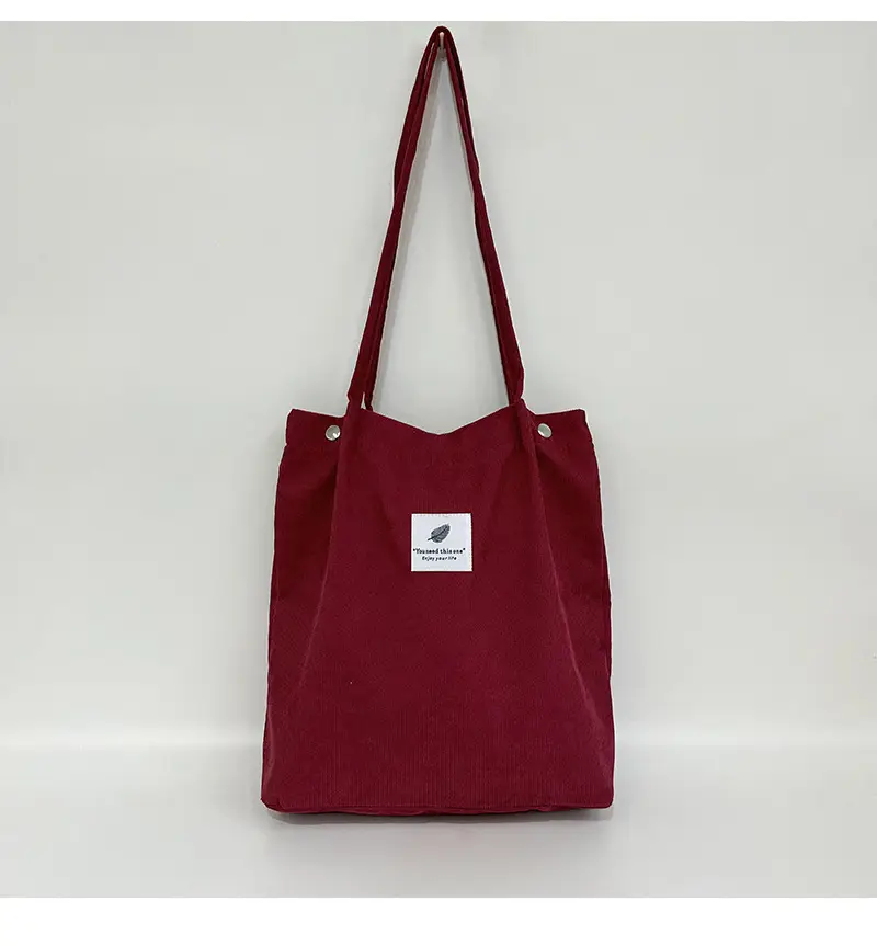 Korean Corduroy Shoulder Bag Large Capacity Beige — feature 6